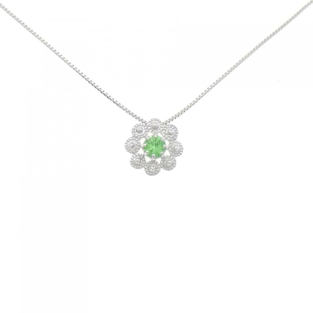 K18WG フラワー グリーンガーネット ネックレス 0.1CT K18WG フラワー グリーンガーネット ネックレス 0.1CT