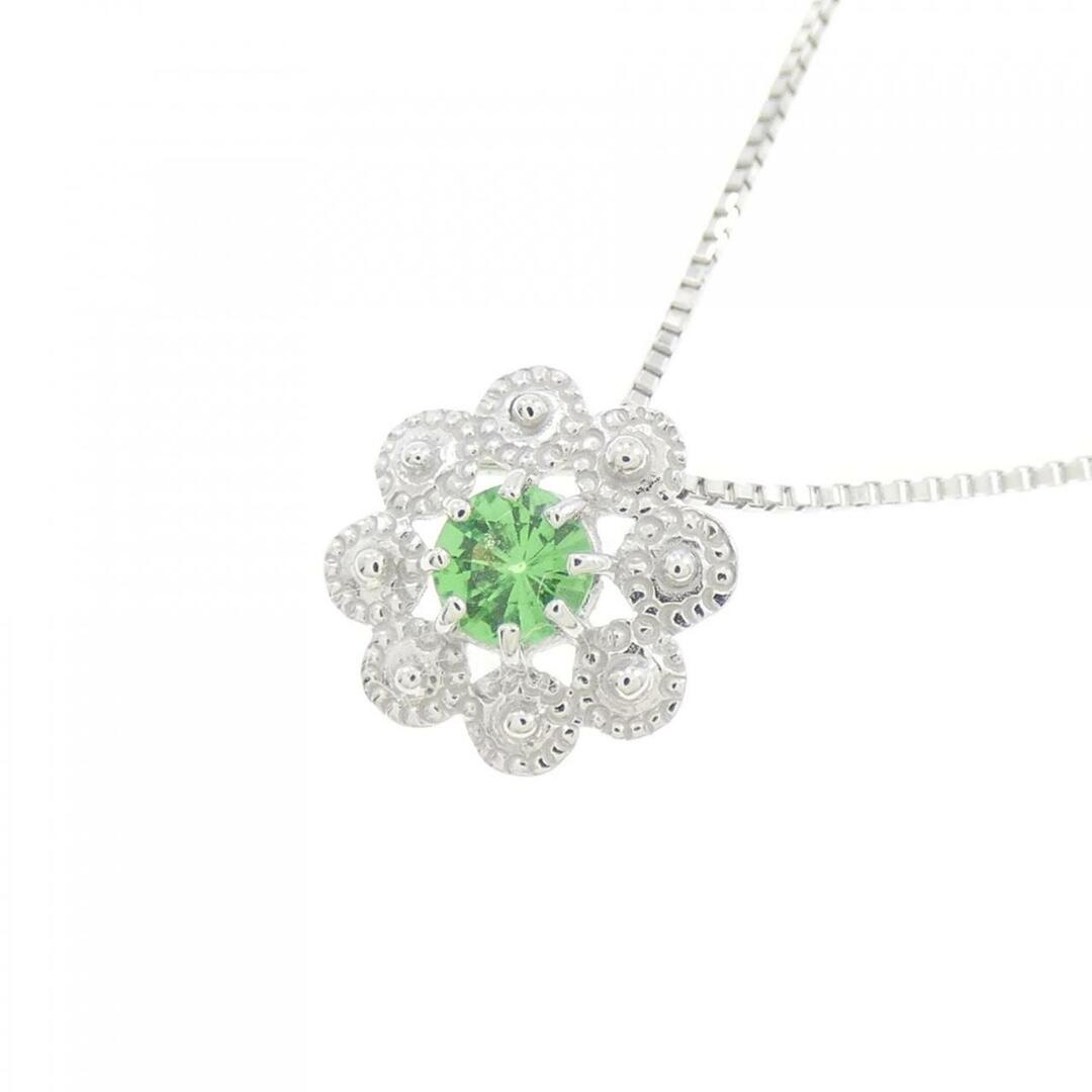 K18WG フラワー グリーンガーネット ネックレス 0.1CT K18WG フラワー グリーンガーネット ネックレス 0.1CT