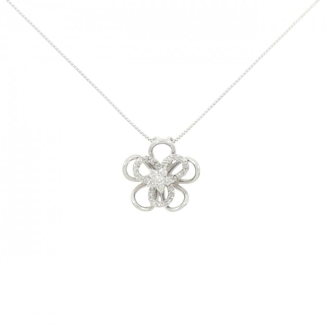 K18WG フラワー ダイヤモンド ネックレス 0.40CT K18WG フラワー ダイヤモンド ネックレス 0.40CT