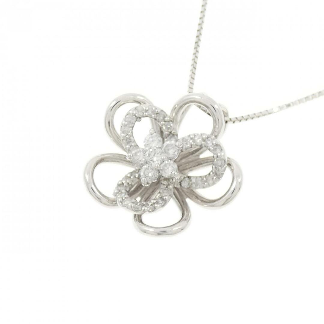 K18WG フラワー ダイヤモンド ネックレス 0.40CT K18WG フラワー ダイヤモンド ネックレス 0.40CT
