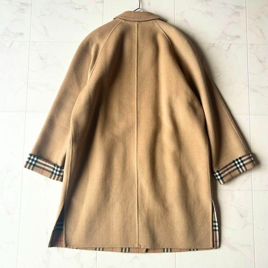 BURBERRY カシミヤ混ロングコート キャメル 金ボタン ノバチェック柄 BURBERRY カシミヤ混ロングコート キャメル 金ボタン ノバチェック柄