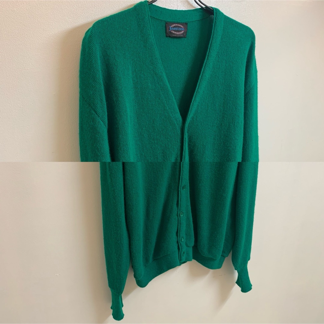 Jantzen VINTAGE 80s USA製 アクリルニットカーディガン 緑 Jantzen VINTAGE 80s USA製 アクリルニットカーディガン 緑
