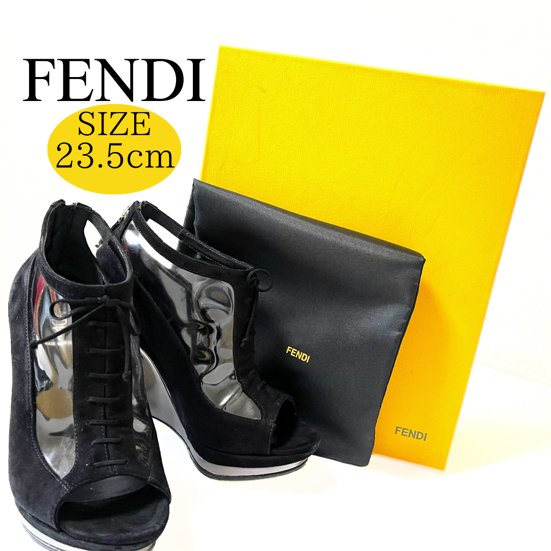 FENDI - フェンディ スエード　23.5 オープントゥ パンプス