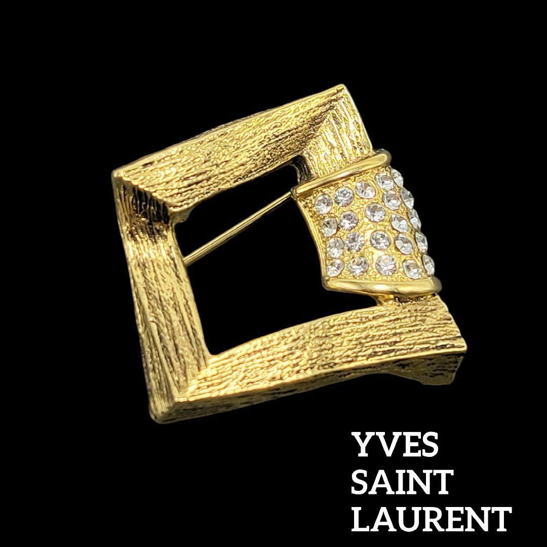 美品】Yves Saint Laurentラインストーンゴールドブローチ少女 美品】Yves Saint Laurentラインストーンゴールドブローチ少女