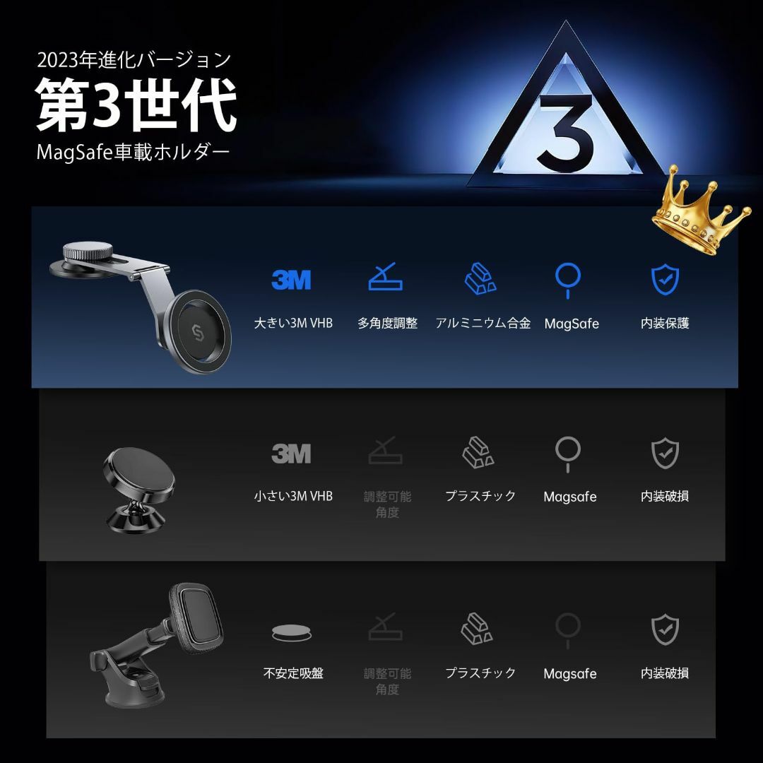 【色:スペースグレイ】Syncwire スマホホルダー 車 マグネット MagS スマホ/家電/カメラのスマホアクセサリー(その他)の商品写真