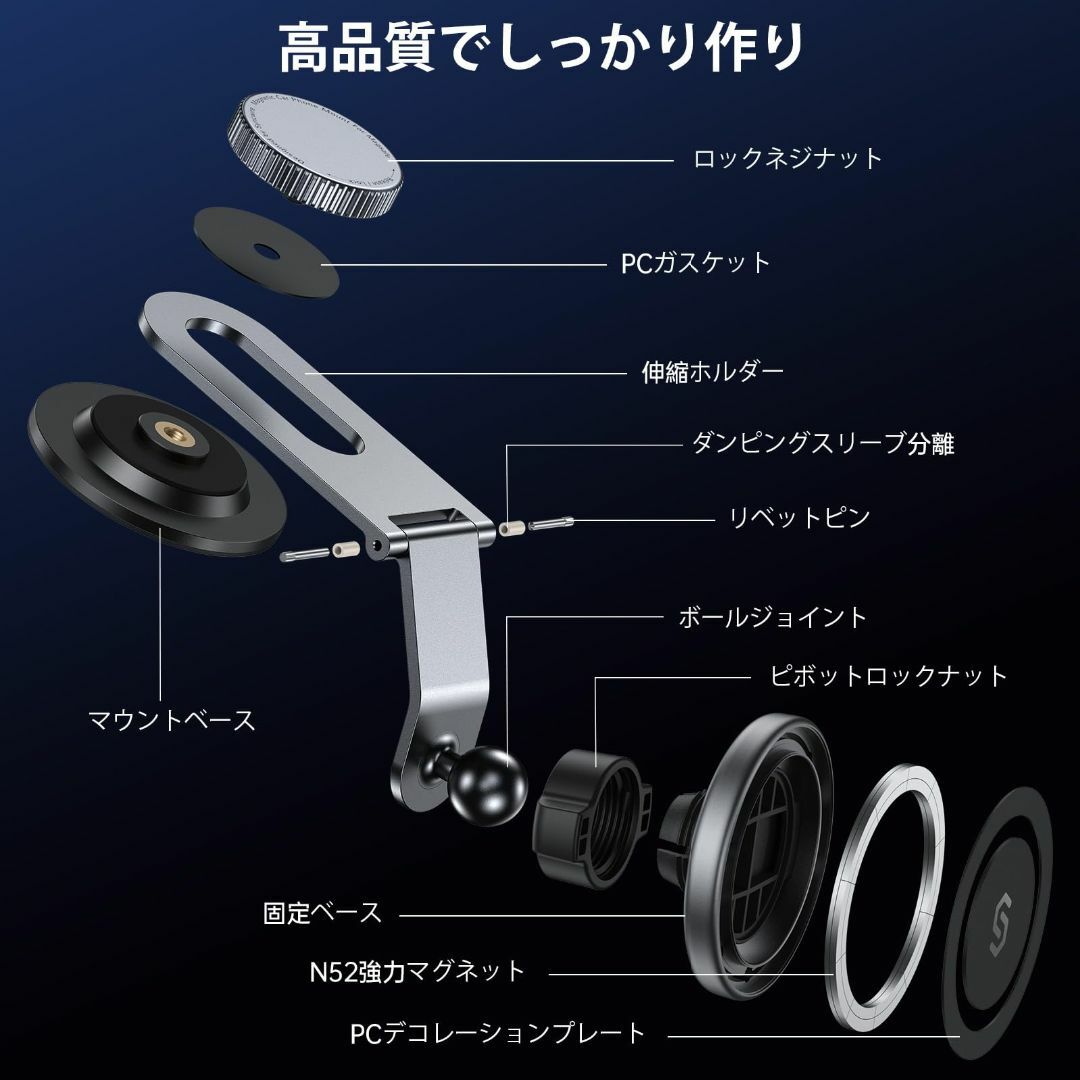 【色:スペースグレイ】Syncwire スマホホルダー 車 マグネット MagS スマホ/家電/カメラのスマホアクセサリー(その他)の商品写真