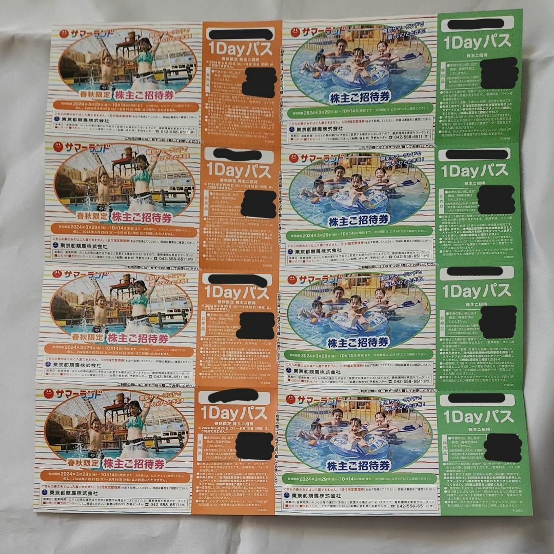 東京サマーランド 招待券 8枚 1Dayパス 東京都競馬 株主優待 東京サマーランド 招待券 8枚 1Dayパス 東京都競馬 株主優待
