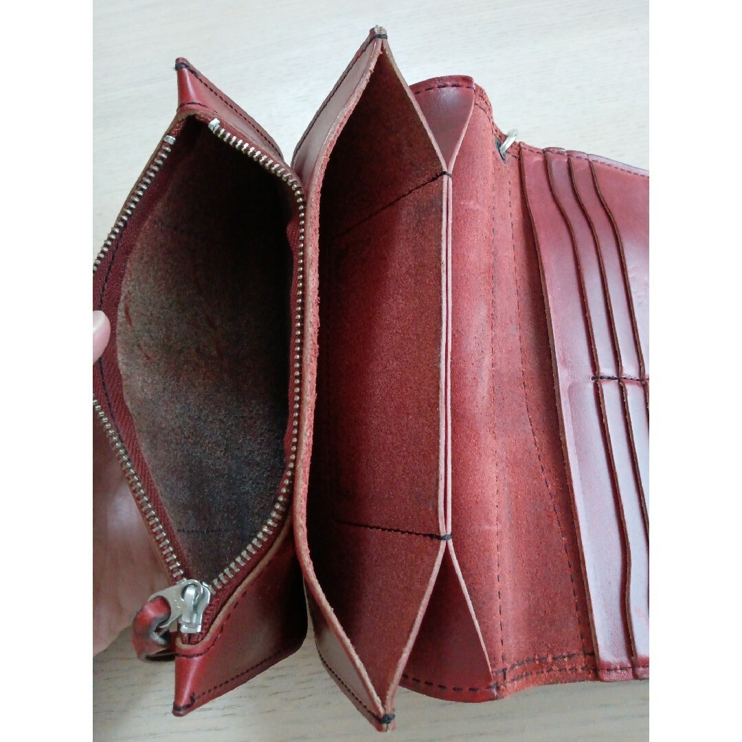 美品 RED WINGの二つ折財布 レッドウイング(中古】レッド 美品 RED WINGの二つ折財布 レッドウイング(中古】レッド