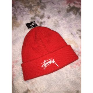 ステューシー(STUSSY)の新品【STUSSY】ニット帽 赤(ニット帽/ビーニー)