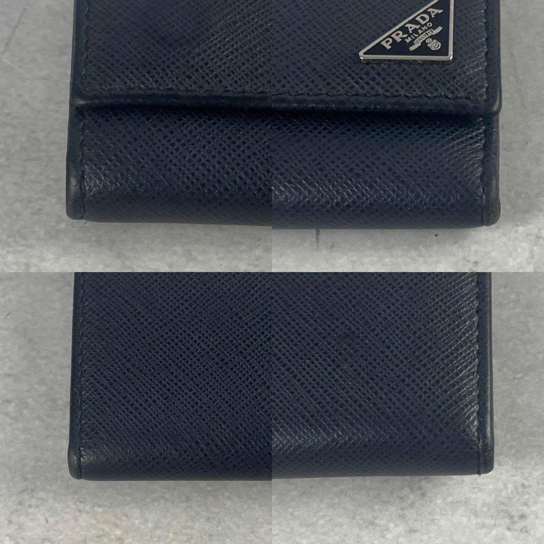 美品 プラダ 6連キーケース レザー 三角ロゴ 箱付 カード付 美品 プラダ 6連キーケース レザー 三角ロゴ 箱付 カード付