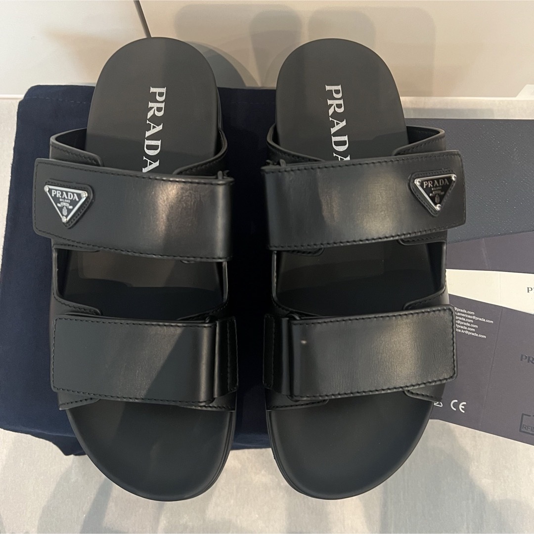 PRADA - 【27cm】PRADAプラダ レザー ストラップ スライド PRADA - 【27cm】PRADAプラダ レザー ストラップ スライド