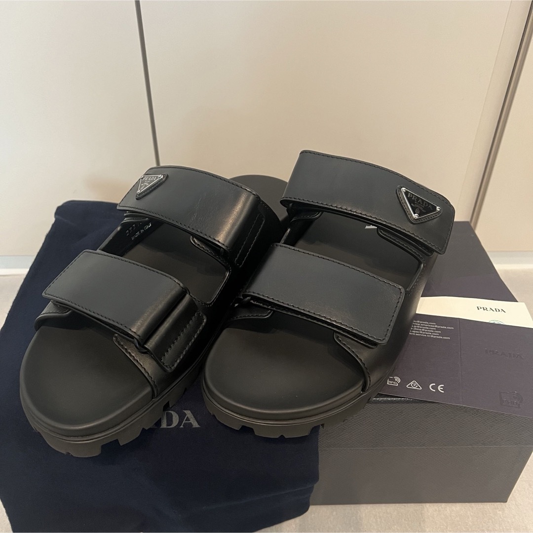 PRADA - 【27cm】PRADAプラダ レザー ストラップ スライド PRADA - 【27cm】PRADAプラダ レザー ストラップ スライド