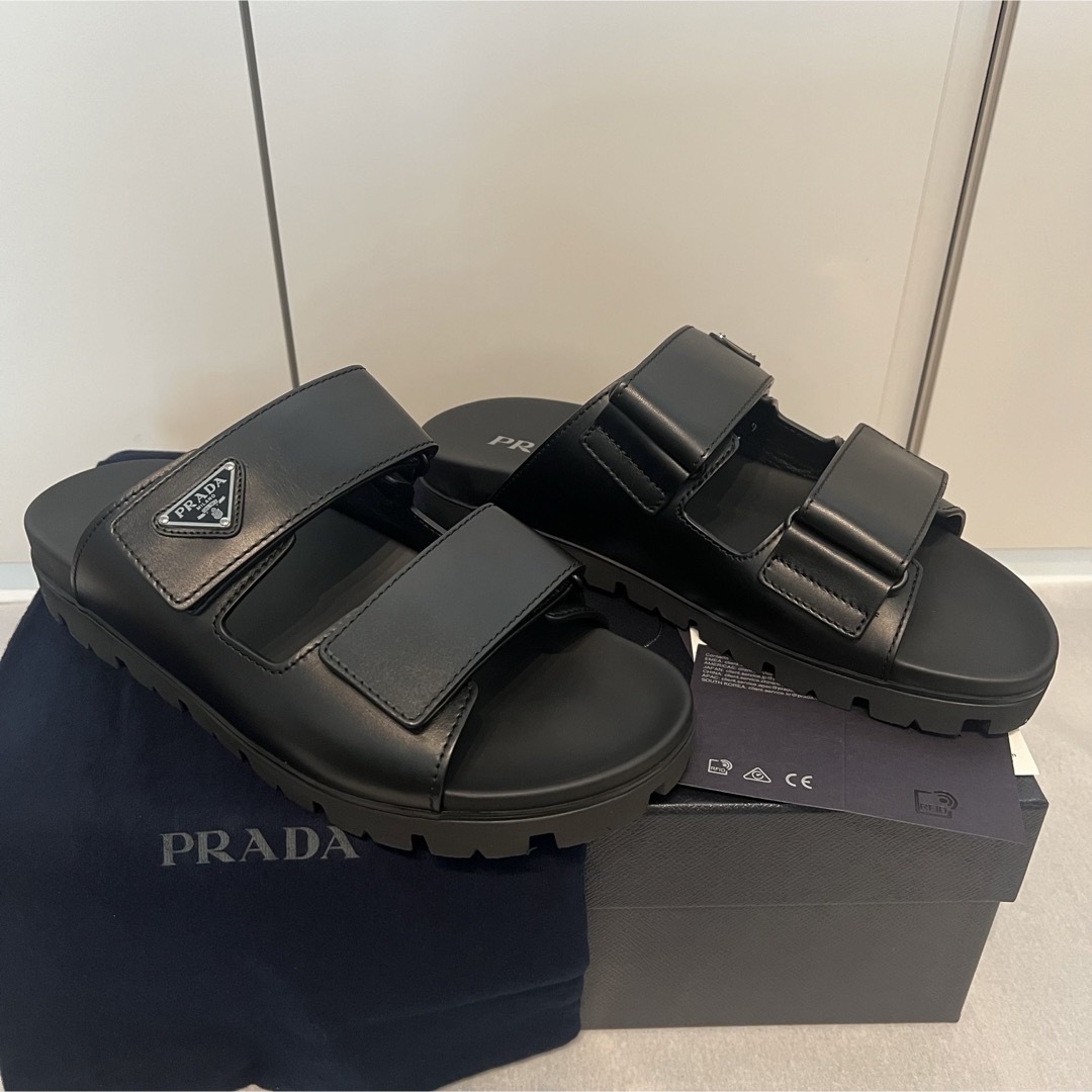PRADA - 【27cm】PRADAプラダ レザー ストラップ スライド PRADA - 【27cm】PRADAプラダ レザー ストラップ スライド