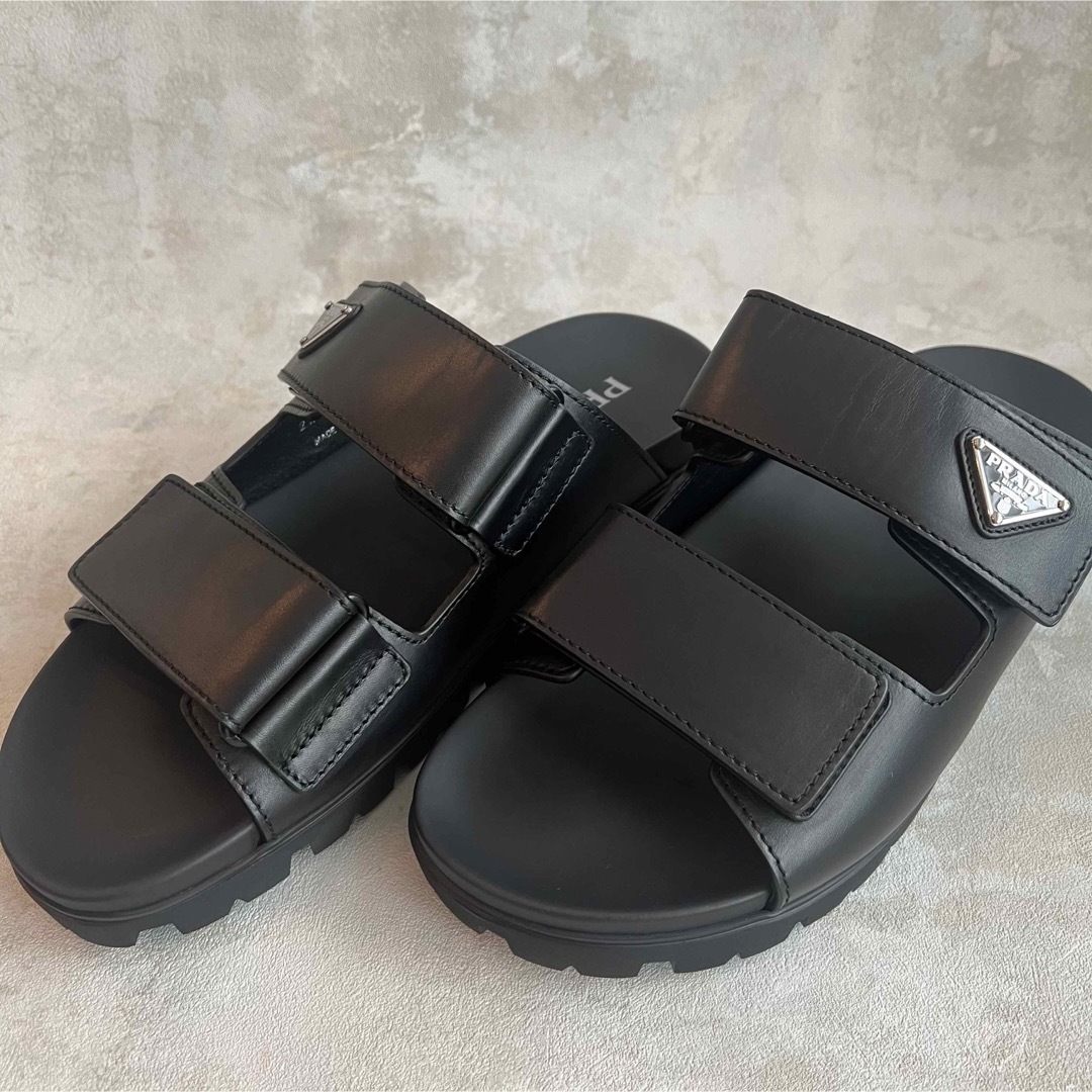 PRADA - 【27cm】PRADAプラダ レザー ストラップ スライド PRADA - 【27cm】PRADAプラダ レザー ストラップ スライド