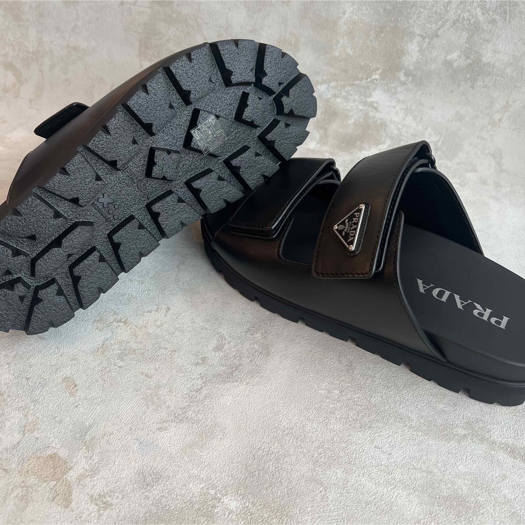 PRADA - 【27cm】PRADAプラダ レザー ストラップ スライド PRADA - 【27cm】PRADAプラダ レザー ストラップ スライド