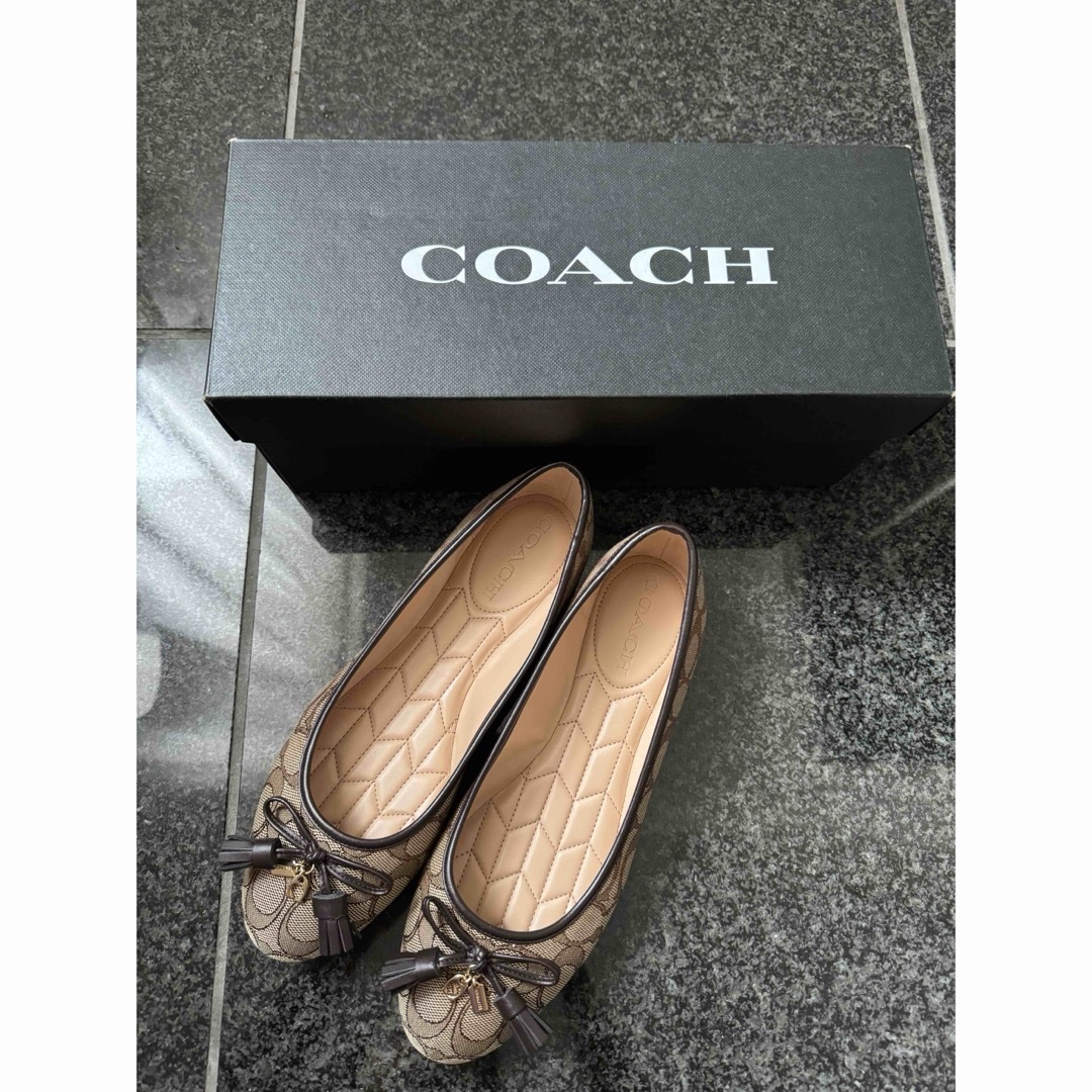COACH - コーチ フラットシューズ バレエ ブラウン ロゴの通販 COACH - コーチ フラットシューズ バレエ ブラウン ロゴの通販