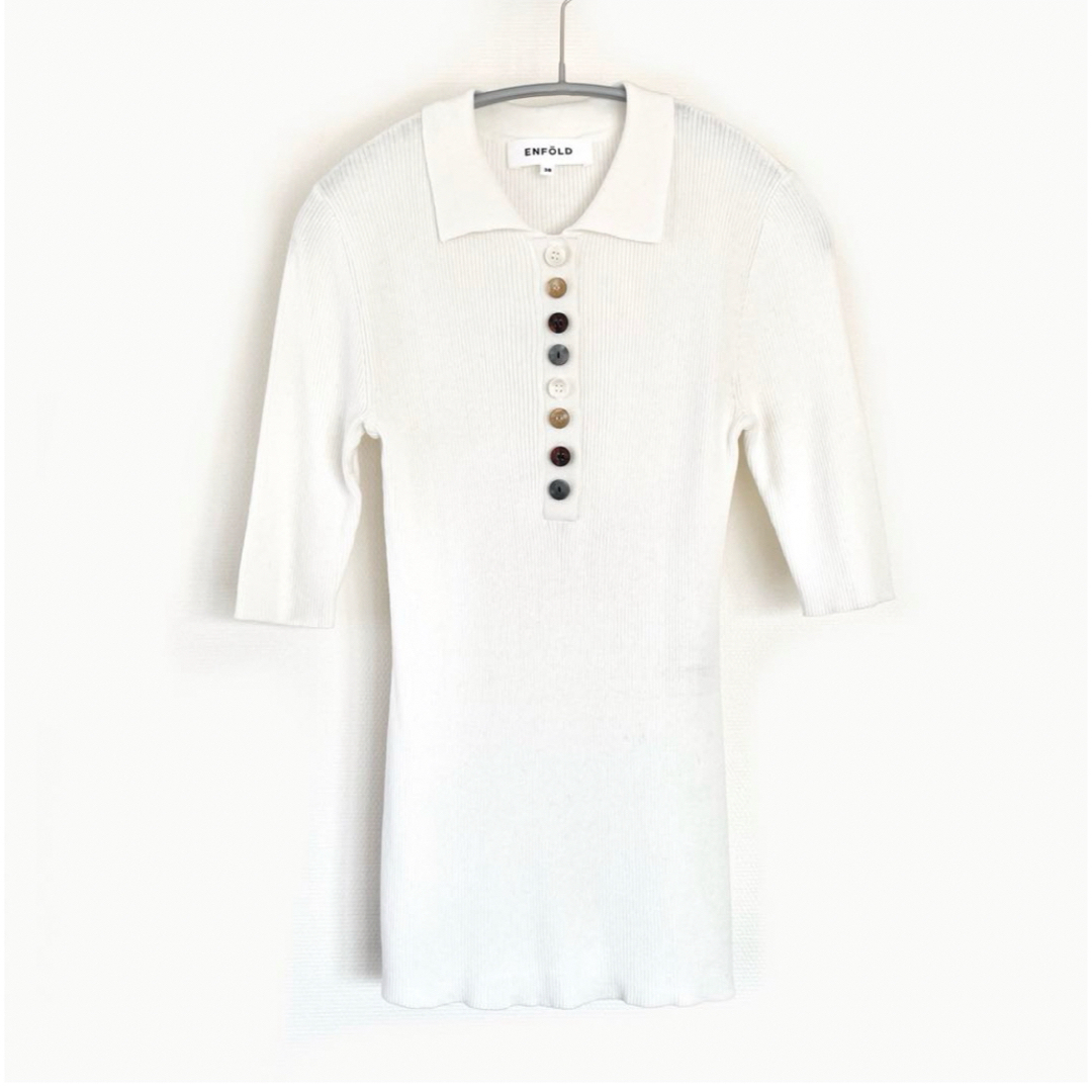 ENFOLD - ☆最終価格 2024SS 美品 ENFOLD RIB POLO リブ ポロ 白 ENFOLD - ☆最終価格 2024SS 美品 ENFOLD RIB POLO リブ ポロ 白