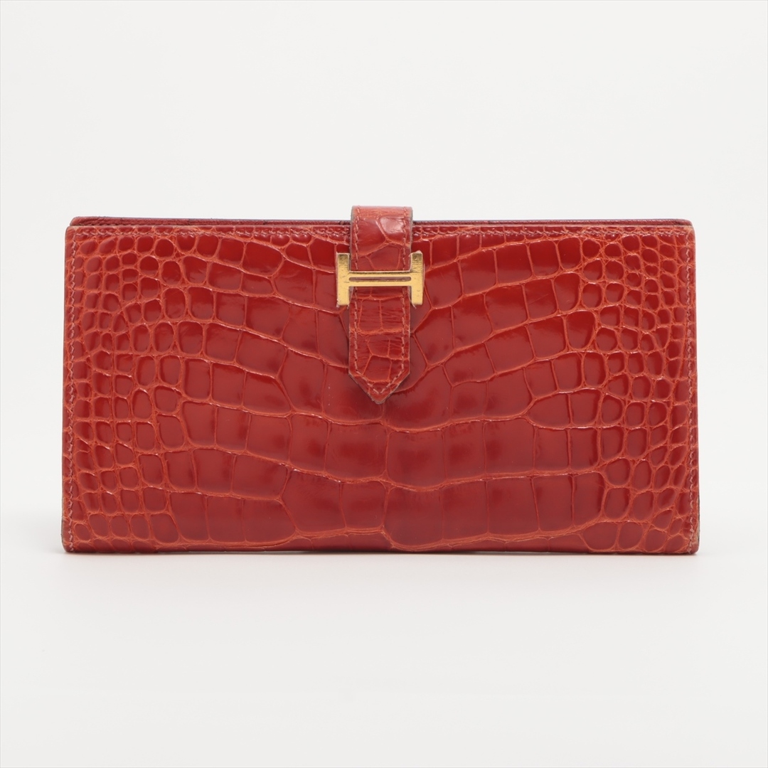 HERMES - エルメス ベアン アリゲーター  ゼラニウム レディース 長財布