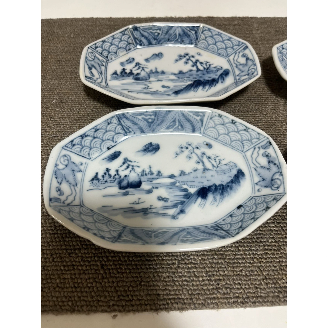 明治〜大正時代 染付八角皿 和食器 4枚セットの通販 by 肉 にく 明治〜大正時代 染付八角皿 和食器 4枚セットの通販 by 肉 にく