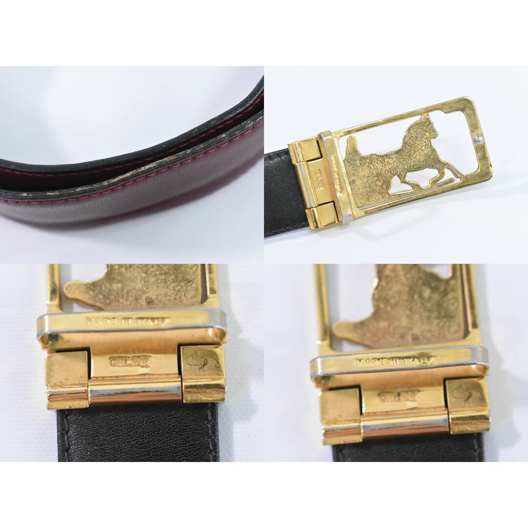 CELINE - 本物 セリーヌ CELINE 馬車金具 ベルト レザー レッド CELINE - 本物 セリーヌ CELINE 馬車金具 ベルト レザー レッド