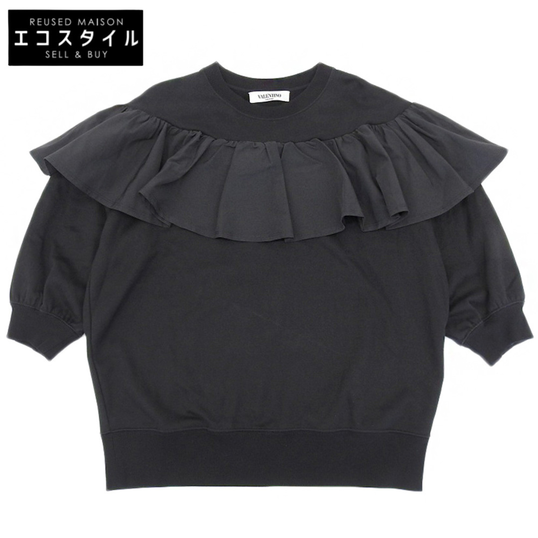 VALENTINO - ヴァレンティノ VALENTINO ヴァレンティノ フリルバックリボン 七分丈スウェット トップス レディース ブラック S TB0MF05V5H5  S