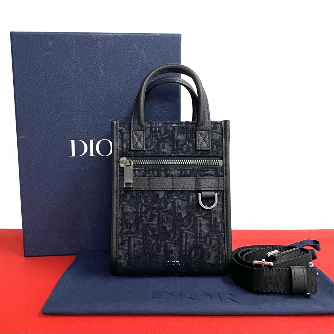 Dior - 未使用保管品 Christian Dior ディオール ノースサウス オブリーク 柄 キャンバス レザー 2way ハンドバッグ ショルダーバッグ 黒 19468