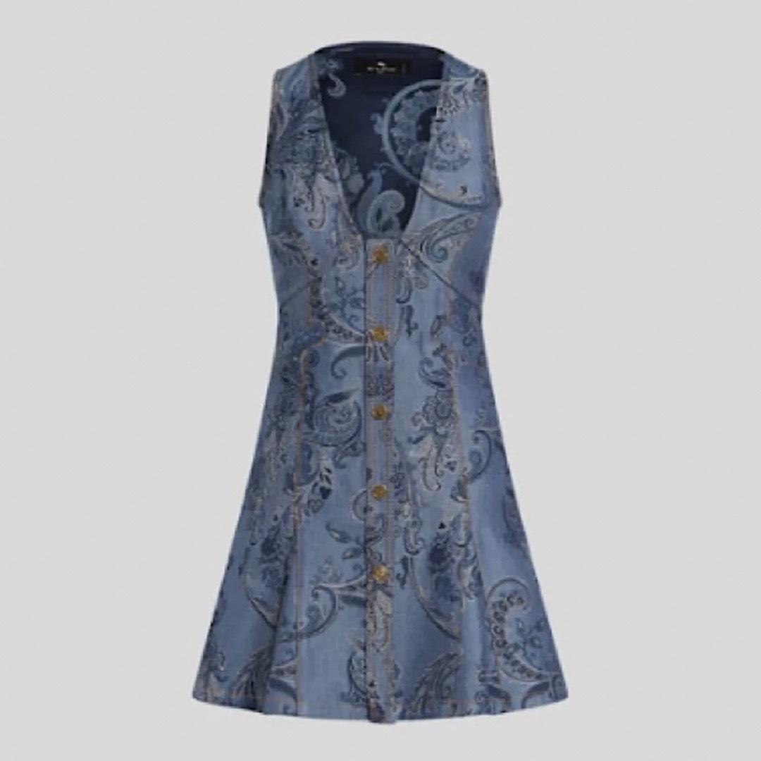 2024AW/ETRO/エトロ デニム ジャカード ドレス ミニワンピース 2024AW/ETRO/エトロ デニム ジャカード ドレス ミニワンピース