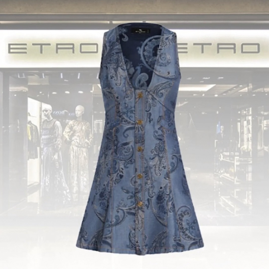 2024AW/ETRO/エトロ デニム ジャカード ドレス ミニワンピース 2024AW/ETRO/エトロ デニム ジャカード ドレス ミニワンピース