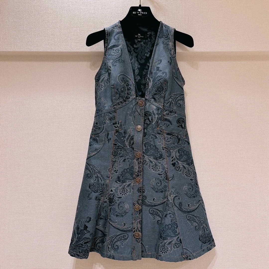 2024AW/ETRO/エトロ デニム ジャカード ドレス ミニワンピース 2024AW/ETRO/エトロ デニム ジャカード ドレス ミニワンピース