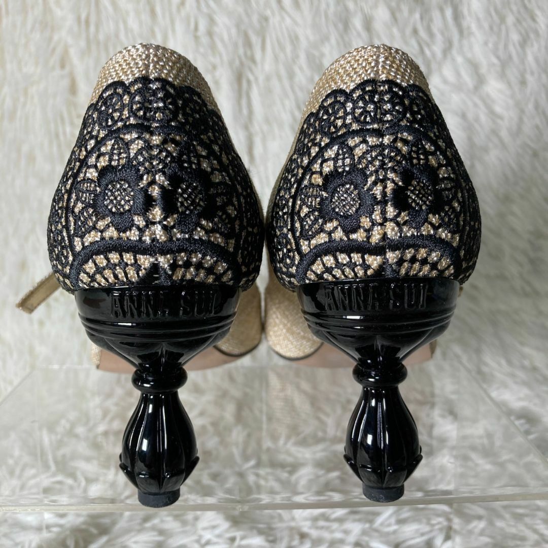 ANNA SUI - ほぼ未使用 アナスイ レース パンプス 変形ヒール 4 ANNA SUI - ほぼ未使用 アナスイ レース パンプス 変形ヒール 4