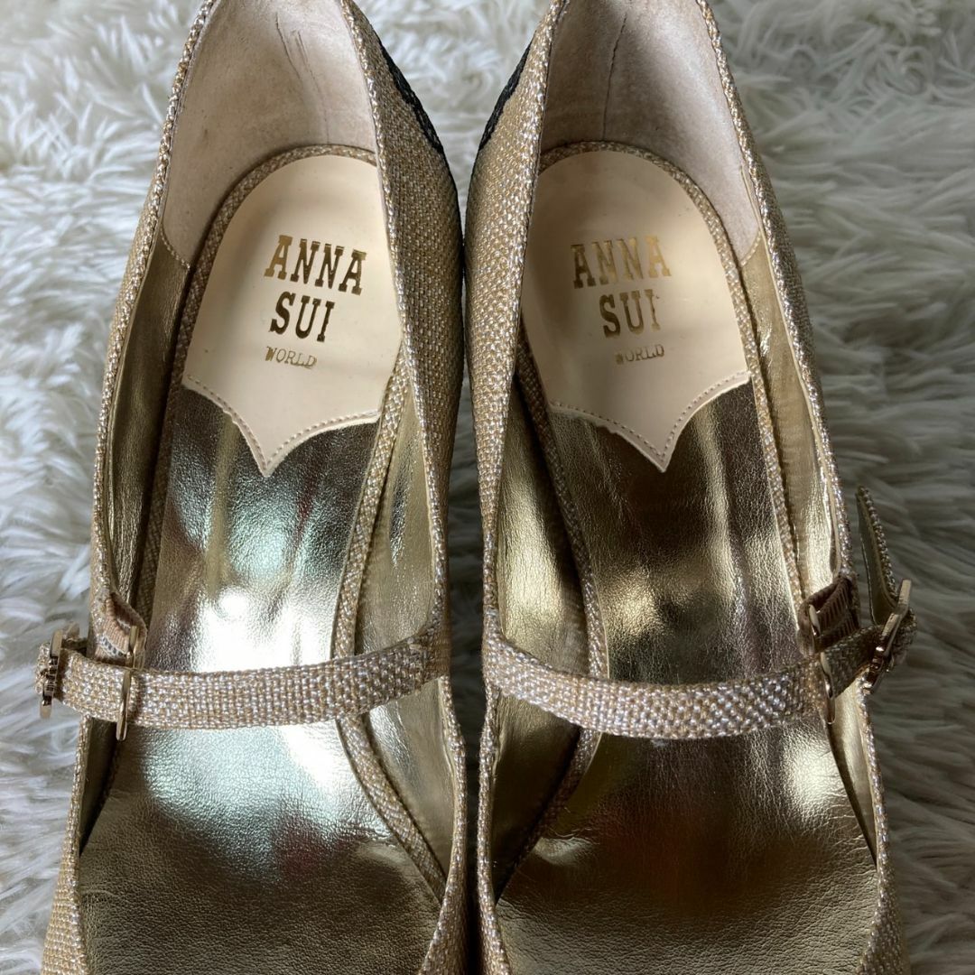ANNA SUI - ほぼ未使用 アナスイ レース パンプス 変形ヒール 4 ANNA SUI - ほぼ未使用 アナスイ レース パンプス 変形ヒール 4