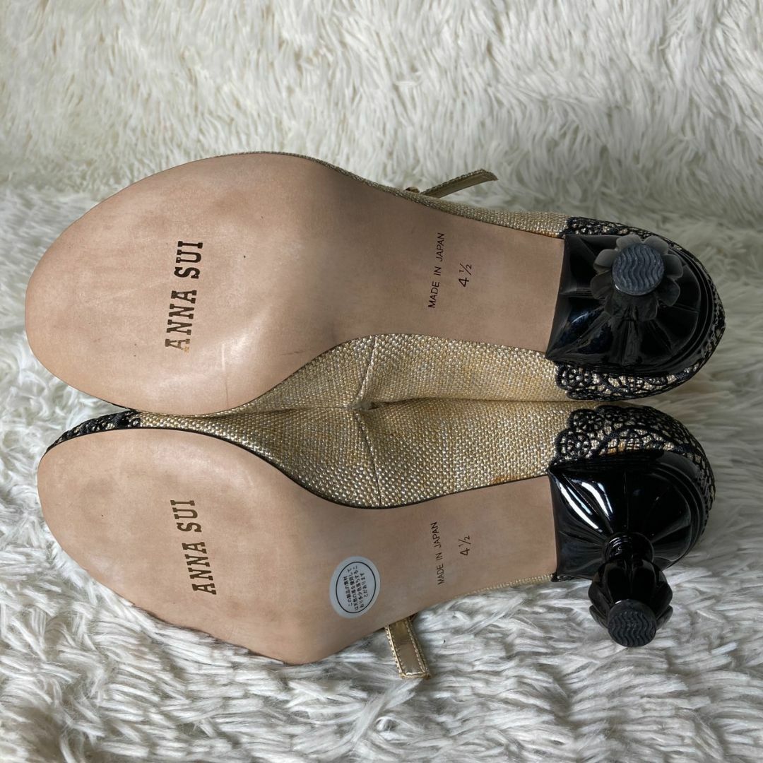 ANNA SUI - ほぼ未使用 アナスイ レース パンプス 変形ヒール 4 ANNA SUI - ほぼ未使用 アナスイ レース パンプス 変形ヒール 4
