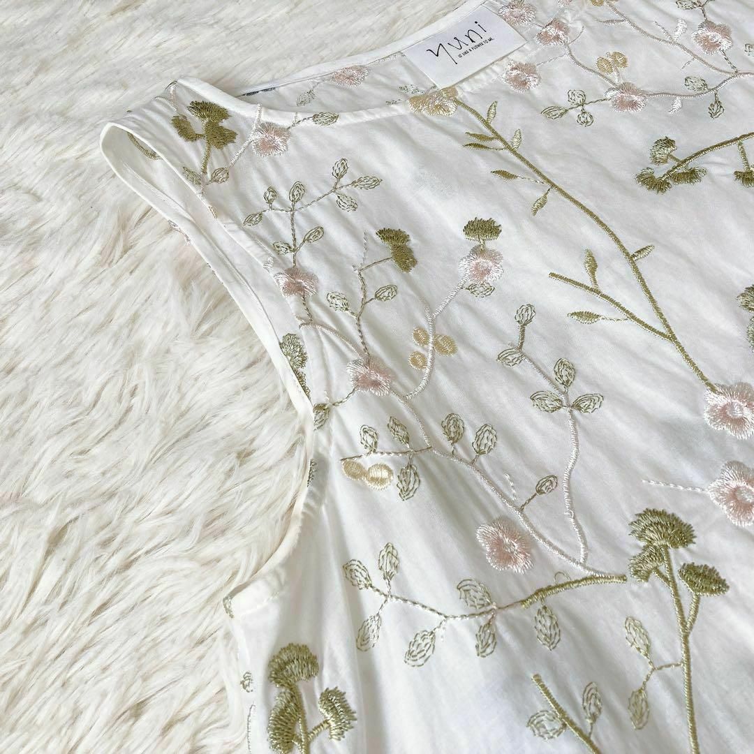 yuni - yuni 多色刺繍 草花柄 ロング ワンピース 白 F コットン yuni - yuni 多色刺繍 草花柄 ロング ワンピース 白 F コットン