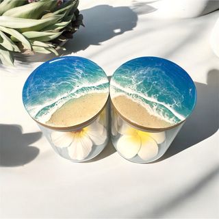 海のキャニスター　オーシャンレジン　オーシャンアート　ガラスキャニスター 小物入