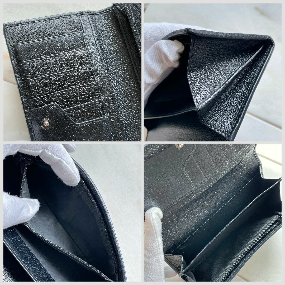 グッチGUCCI GGキャンバスGGインプリメレザー長財布金具黒