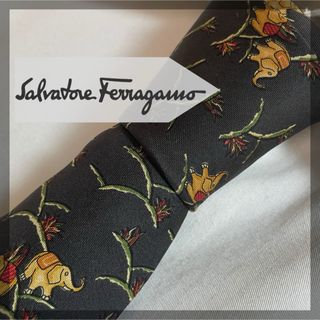 Salvatore Ferragamo - 激レア✨サルヴァトーレフェラガモ ネクタイ ブラック 動物柄