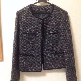 ユナイテッドアローズグリーンレーベルリラクシング(UNITED ARROWS green label relaxing)の2月末まで販売♡ツイードJK(ノーカラージャケット)