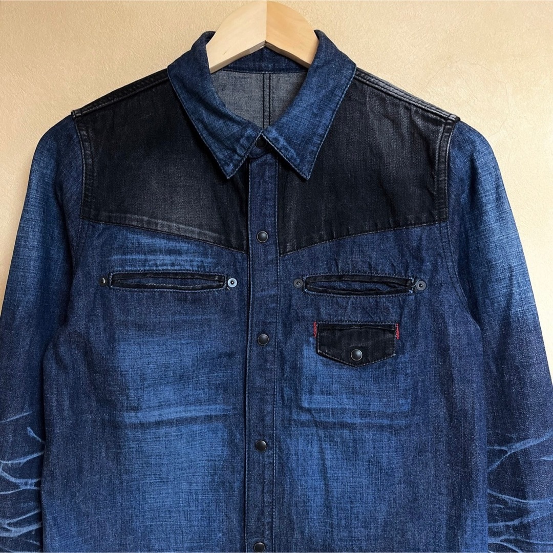 KURO - DeeTA / ディーティーエー デニムシャツ M 日本製 厚地の KURO - DeeTA / ディーティーエー デニムシャツ M 日本製 厚地の