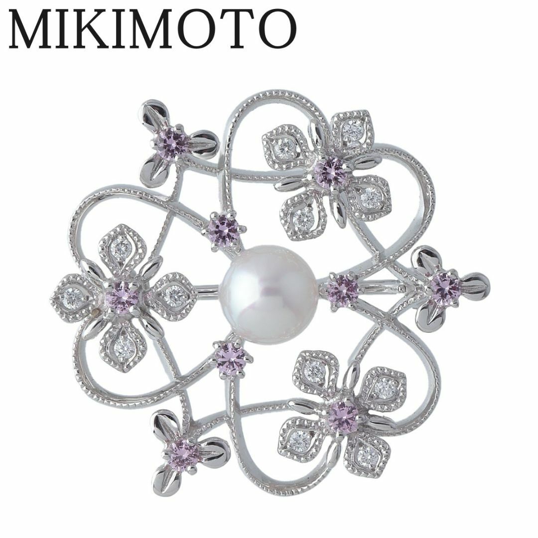 MIKIMOTO - ミキモト ダイヤ ピンクサファイア パール ブローチ MIKIMOTO - ミキモト ダイヤ ピンクサファイア パール ブローチ