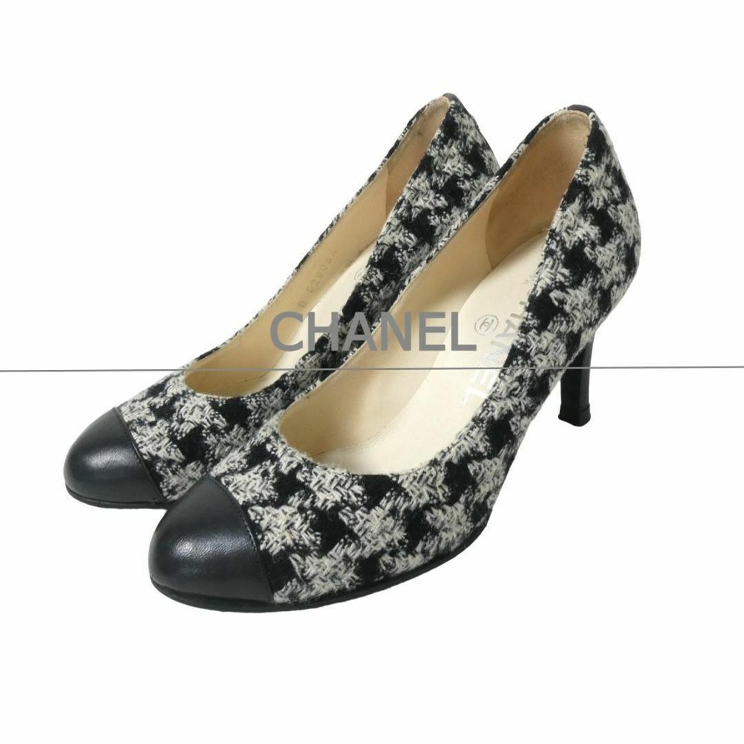 良品綺麗 CHANEL ツイード 千鳥格子柄 ラウンドトゥ ハイヒール 良品綺麗 CHANEL ツイード 千鳥格子柄 ラウンドトゥ ハイヒール