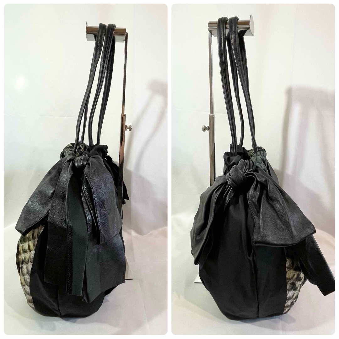 美品 正規品 PRADA プラダ トートバッグ パイソン柄 ナイロン レザー 美品 正規品 PRADA プラダ トートバッグ パイソン柄 ナイロン レザー