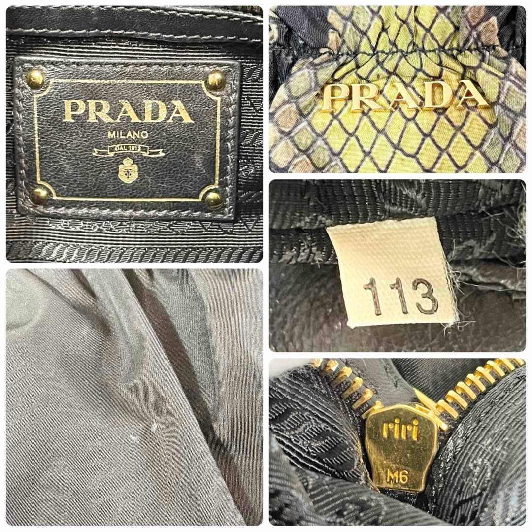 美品 正規品 PRADA プラダ トートバッグ パイソン柄 ナイロン レザー 美品 正規品 PRADA プラダ トートバッグ パイソン柄 ナイロン レザー
