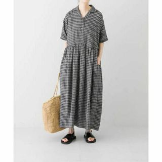 カグレ(かぐれ)の新品 タグ付 かぐれ オープンカラーギャザーワンピース kagure(ロングワンピース/マキシワンピース)