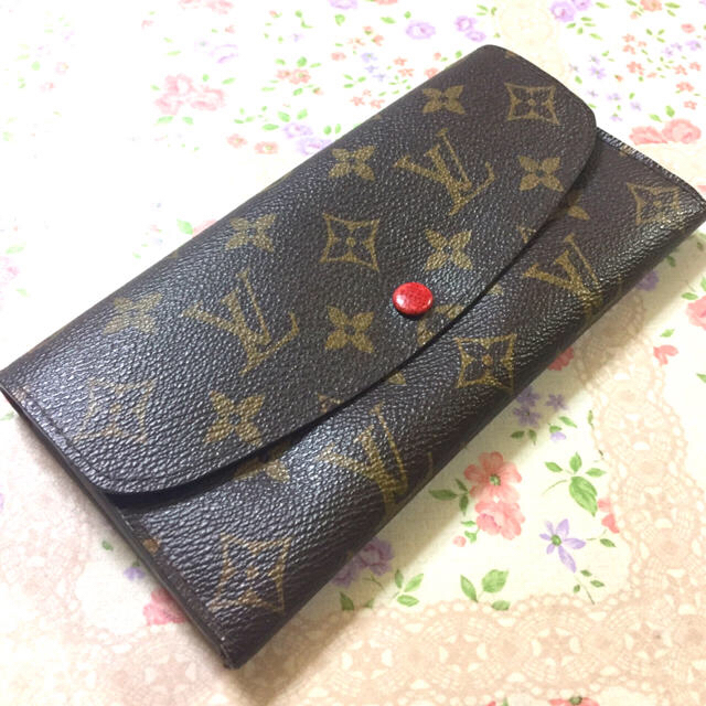 LOUIS VUITTON(ルイヴィトン)のヴィトン 財布 美品 赤 ポルトフォイユ モノグラム レッド ブラウン系 長財布 レディースのファッション小物(財布)の商品写真