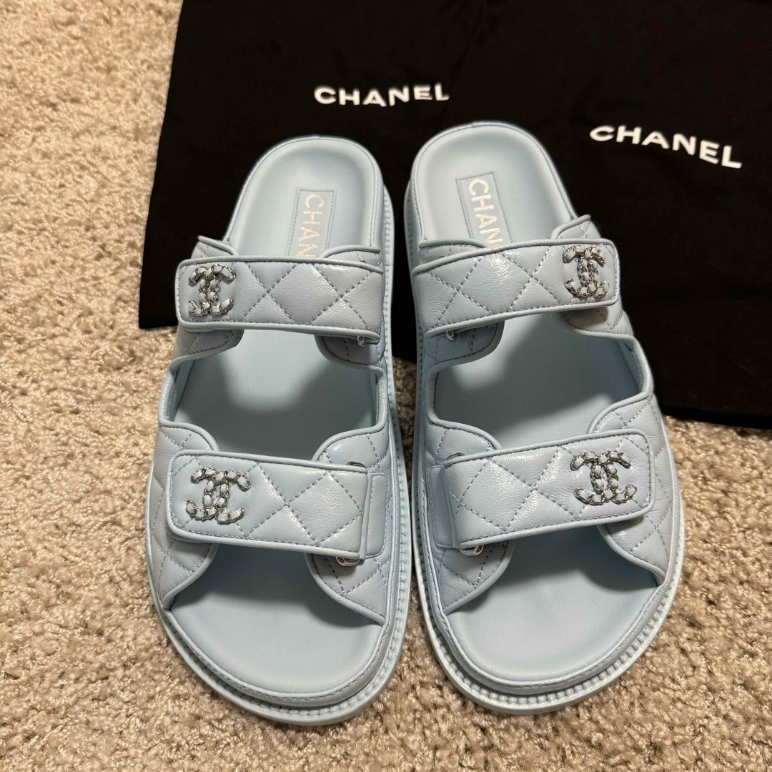 CHANEL - 24SS 新作 CHANEL フットベット サンダル ブルーの通販 CHANEL - 24SS 新作 CHANEL フットベット サンダル ブルーの通販