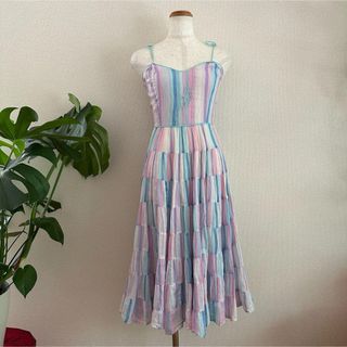 ヴィンテージ古着　コットンキャミワンピース　 oo369(ロングワンピース/マキシワンピース)