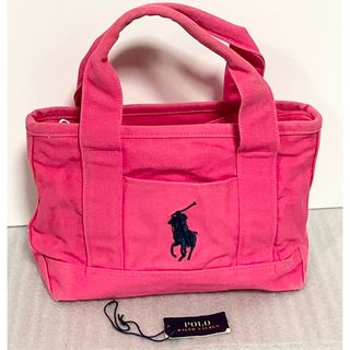 ポロラルフローレン(POLO RALPH LAUREN)のポロラルフローレン ファスナー付 ミディアム トートバッグ　キャンパス　ピンク(トートバッグ)