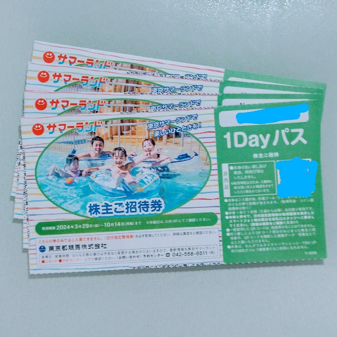 サマーランド 株主優待 1dayパス4枚 東京都競馬☆ (今日発送可 サマーランド 株主優待 1dayパス4枚 東京都競馬☆ (今日発送可