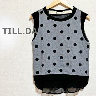 ユナイテッドアローズ(UNITED ARROWS)のTILL.DA　ティルダ　カットソー　グレー　スウェット地　黒　ドット　裾シアー(タンクトップ)