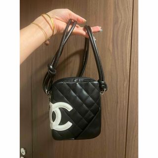シャネル(CHANEL)のシャネル カンボンライン ラムスキン ショルダーバッグ ブラック×ホワイト(ショルダーバッグ)
